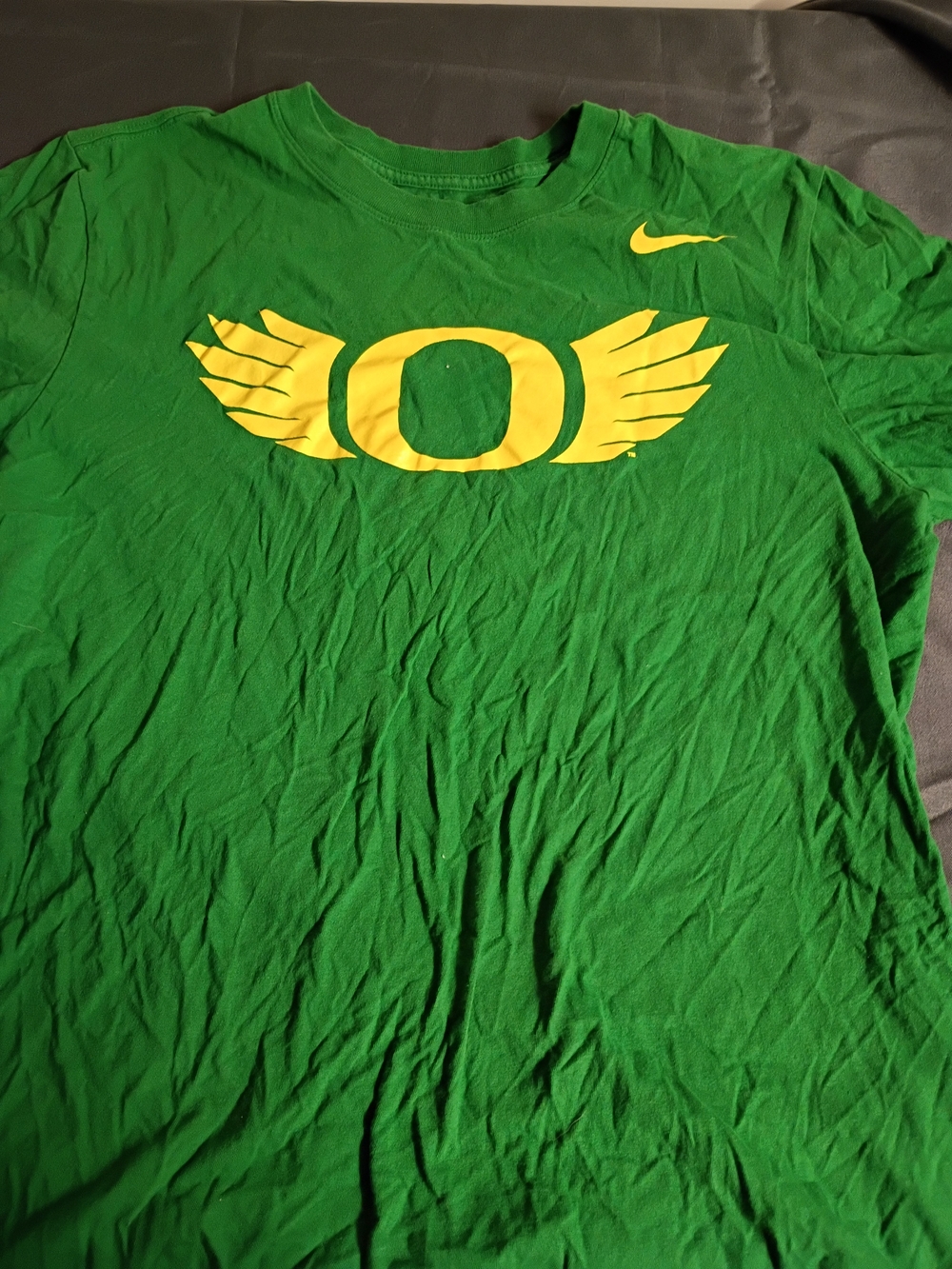 Nike Green T-Shirt with Yellow Winged 'O' Logo